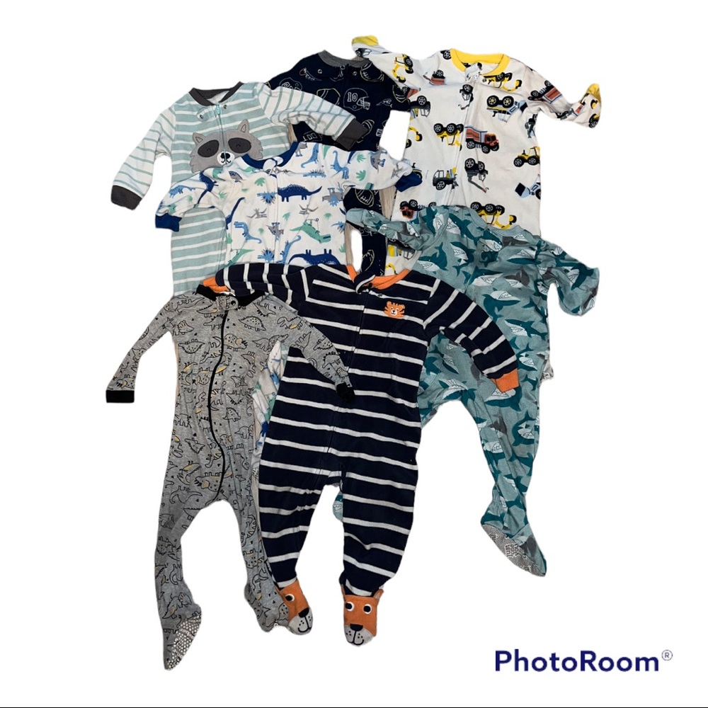 12 month Boy footie pajamas- lot of 6